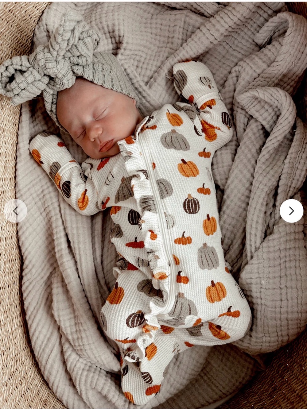 Organic Waffle Ruffle Zip Footie, Harvest Pumpkin